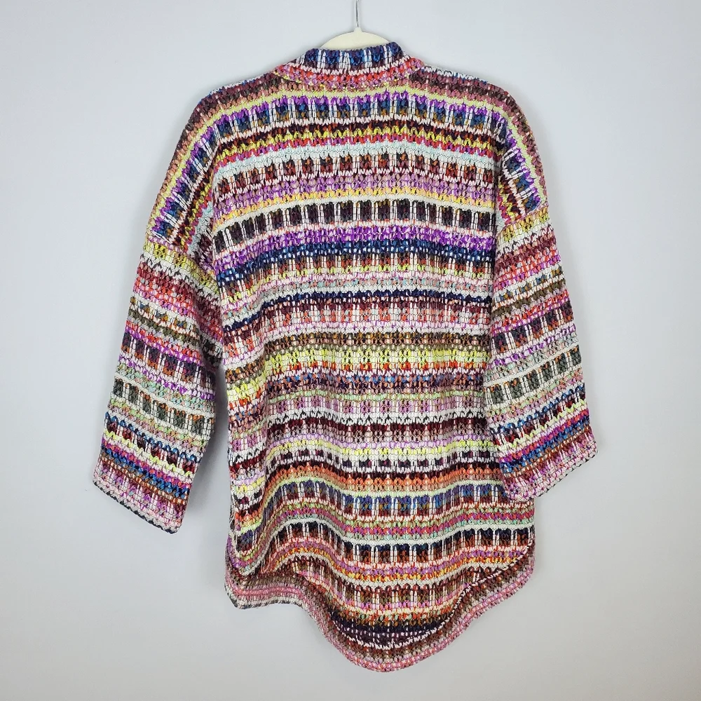 Anthropologie Dra Los Angeles Yoko Kimono Woven Knit Open Front Cardigan Size M